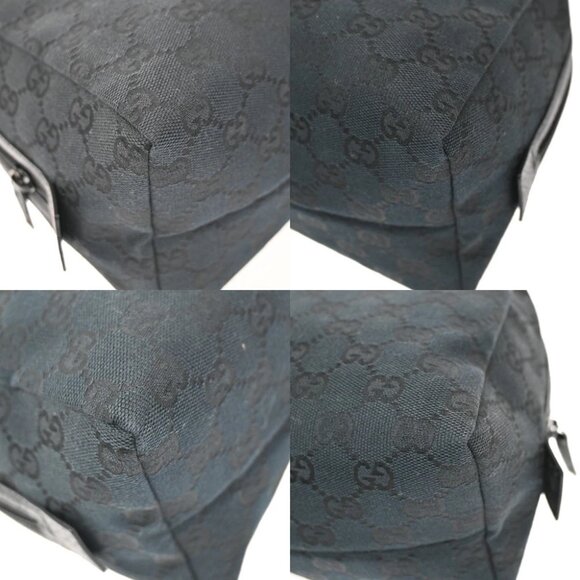 GUCCI GG Logo Pattern Shoulder Bag Canvas Leather Black Gold Italy - Picture 11 of 14